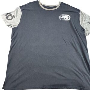 Ecko Unltd. Shirt Mens 4XL Black Rhino Logo Graphic Tee Heather Raglan Sleeves